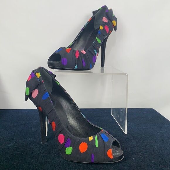Dolce & Gabbana black with multi dots pumps rare heels - Picture 1 of 9